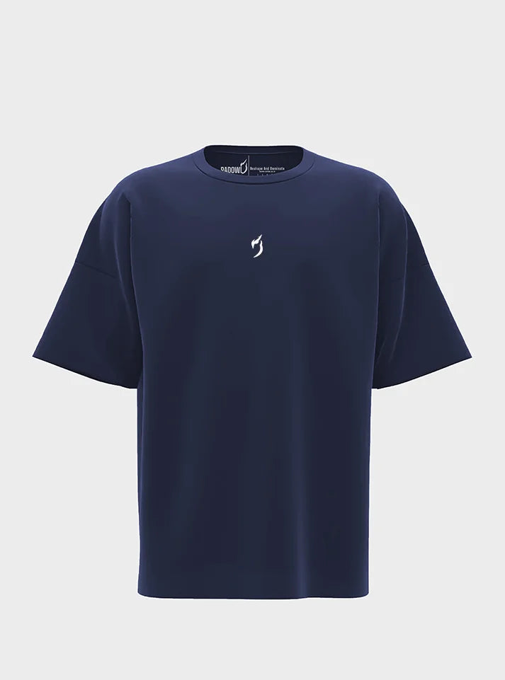 RadOwl gym oversized Tshirt Navy Blue Color for Gym Training - Features drop-shoulder design and oversized fit, ideal for unrestricted movement and comfort