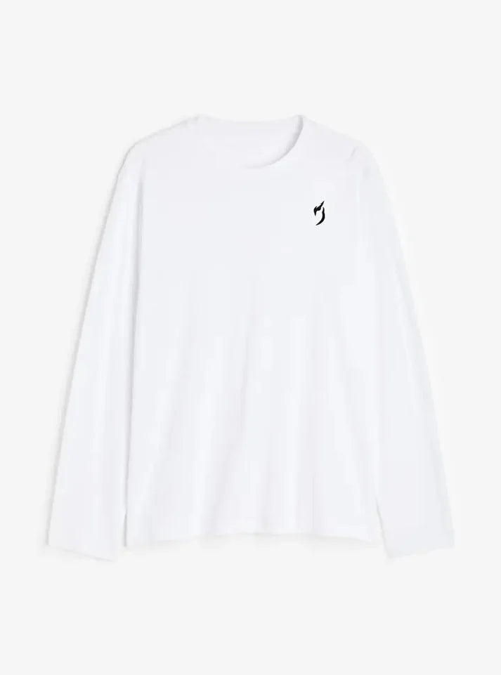 In this image Endurance Full Sleeves T-shirt White is lying on white background tshirt gives stylish look black Radowl logo on white tee, this tshirt is a part of Radowl latest Winter arc collection.