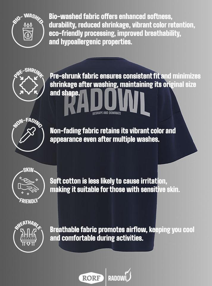 Navy RadOwl Gym Tshirt with Large Logo on Chest - Perfect for those seeking comfortable and durable athletic wear for gym workouts and casual outings