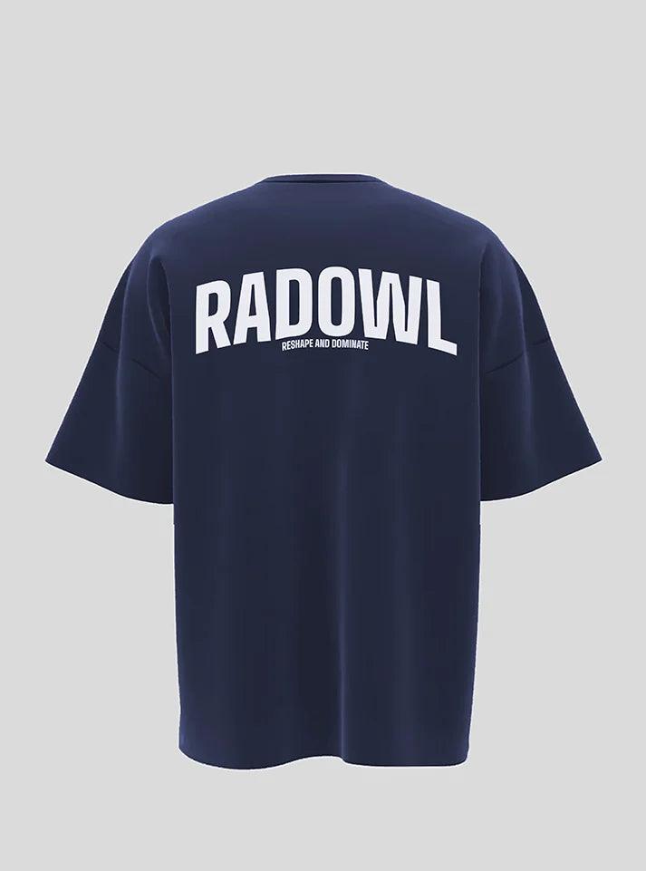 Oversized Navy Tshirt with RadOwl Branding - Premium workout apparel designed for men, offering a relaxed fit and superior softness for intense gym sessions