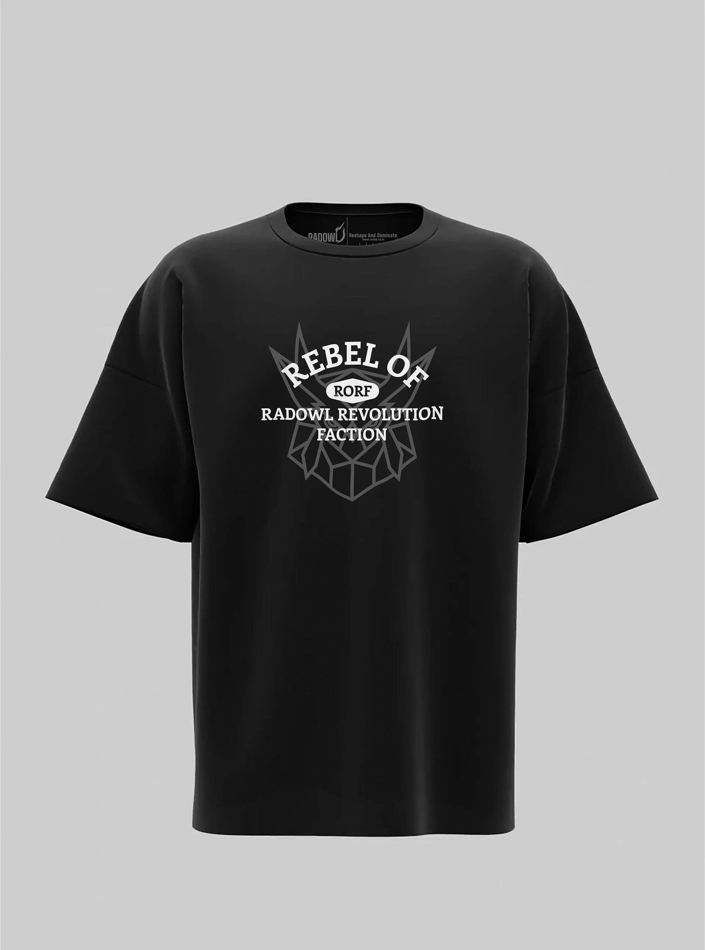 Midnight Black Oversized Tshirt for Men - Rebel Of RORF design, athletic wear for gym, best exercise t-shirt