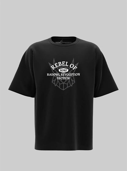 Midnight Black Oversized Tshirt for Men - Rebel Of RORF design, athletic wear for gym, best exercise t-shirt