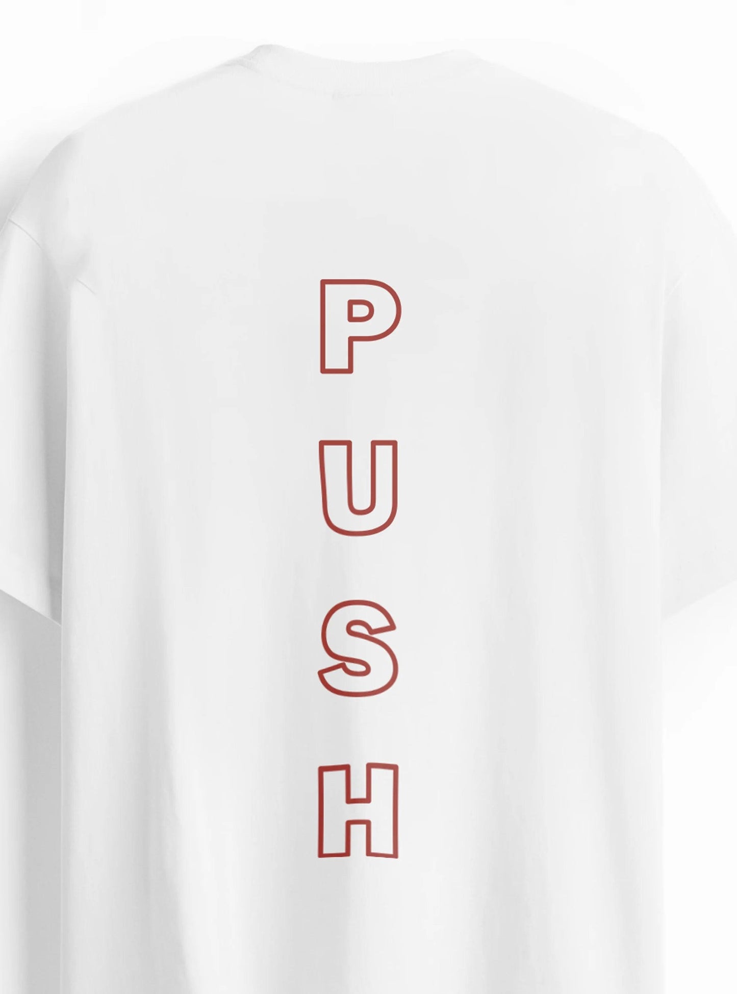 Sovereign Of Push oversized tshirt for men, crafted from breathable cotton. Aesthetic and functional gym wear for conquering push exercises.