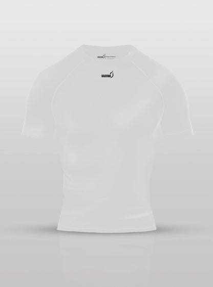 image of half sleeve gym compressor tshirt is placed on whitedrop background